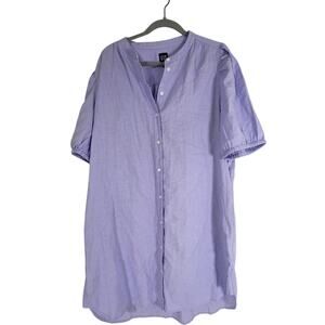 NWT Gap Women’s XL Lavender Shirt Dress Button Front Linen Look Relaxed Casual